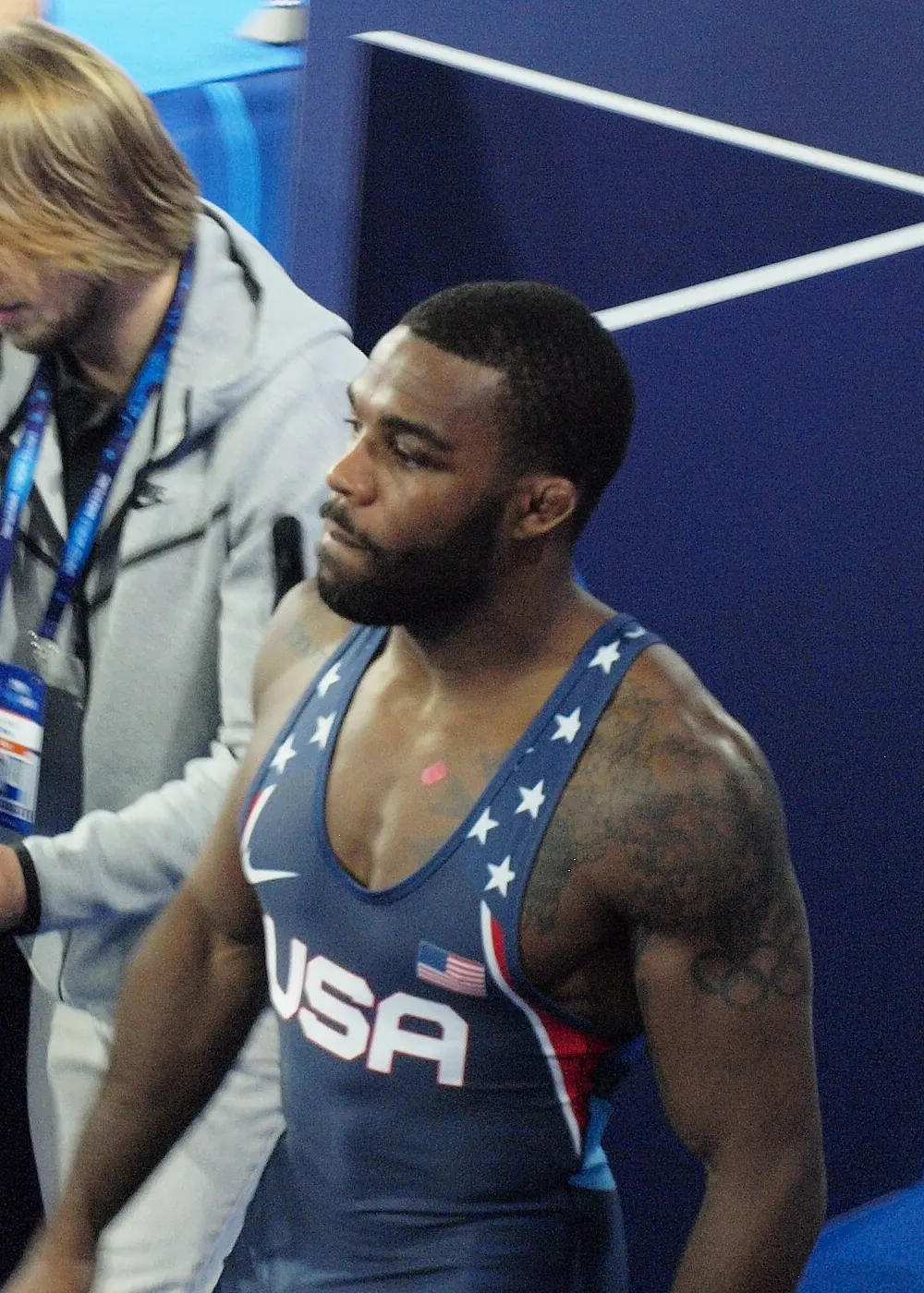 Jordan Burroughs, photographed before a bout.